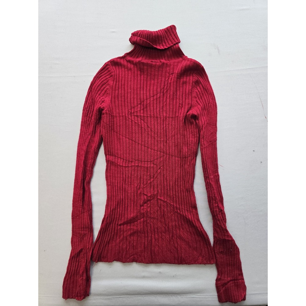 Copper Key Red Ribbed Turtleneck Sweater Long Sleeve Knit Top Small